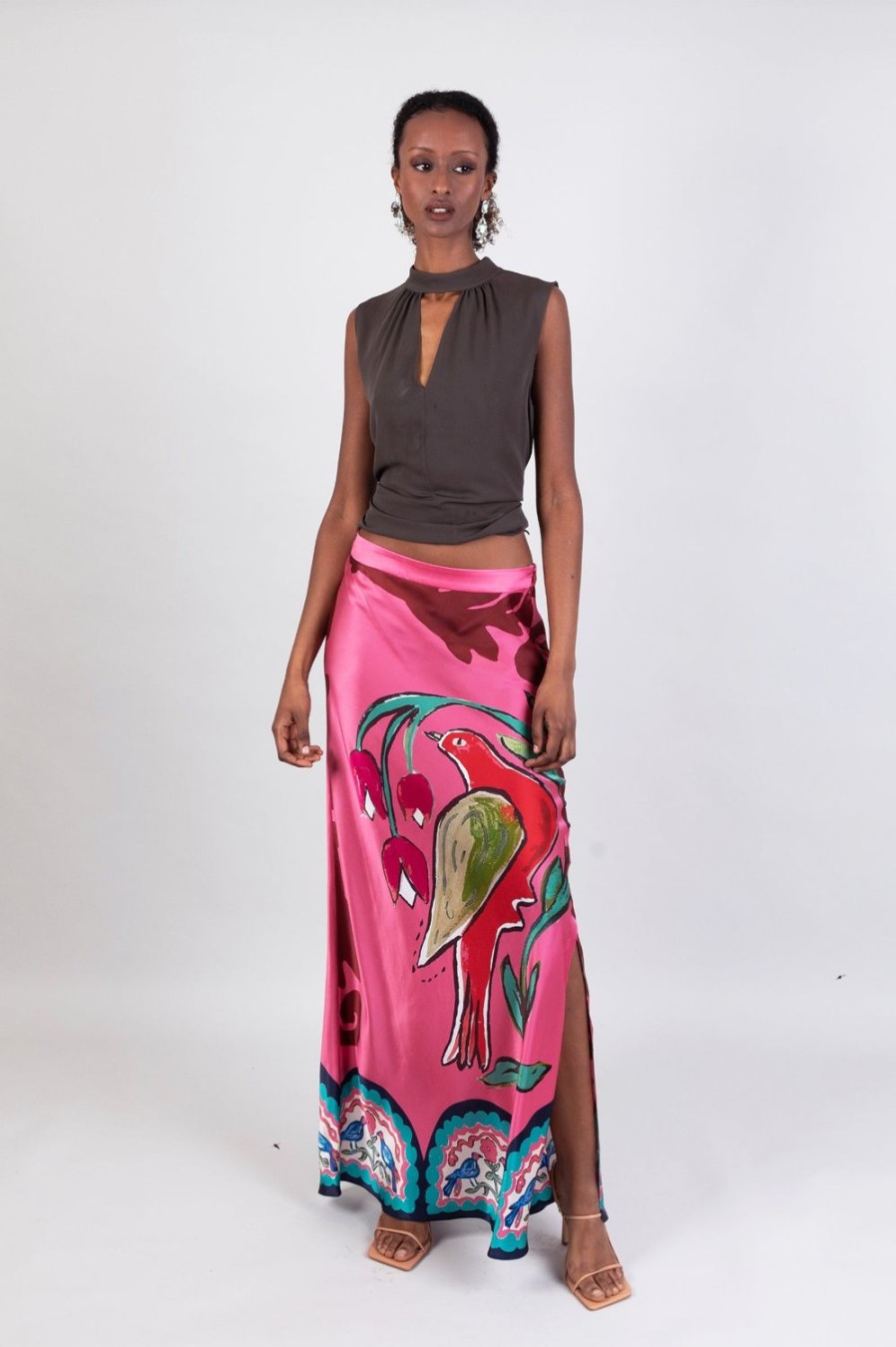 Clothing Jessica Russell Flint | Bias Cut Maxi Skirt / "Soul Birds"