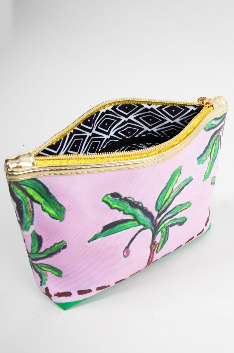 Accessories Jessica Russell Flint | Classic Make Up Bag / "Pink Palm"