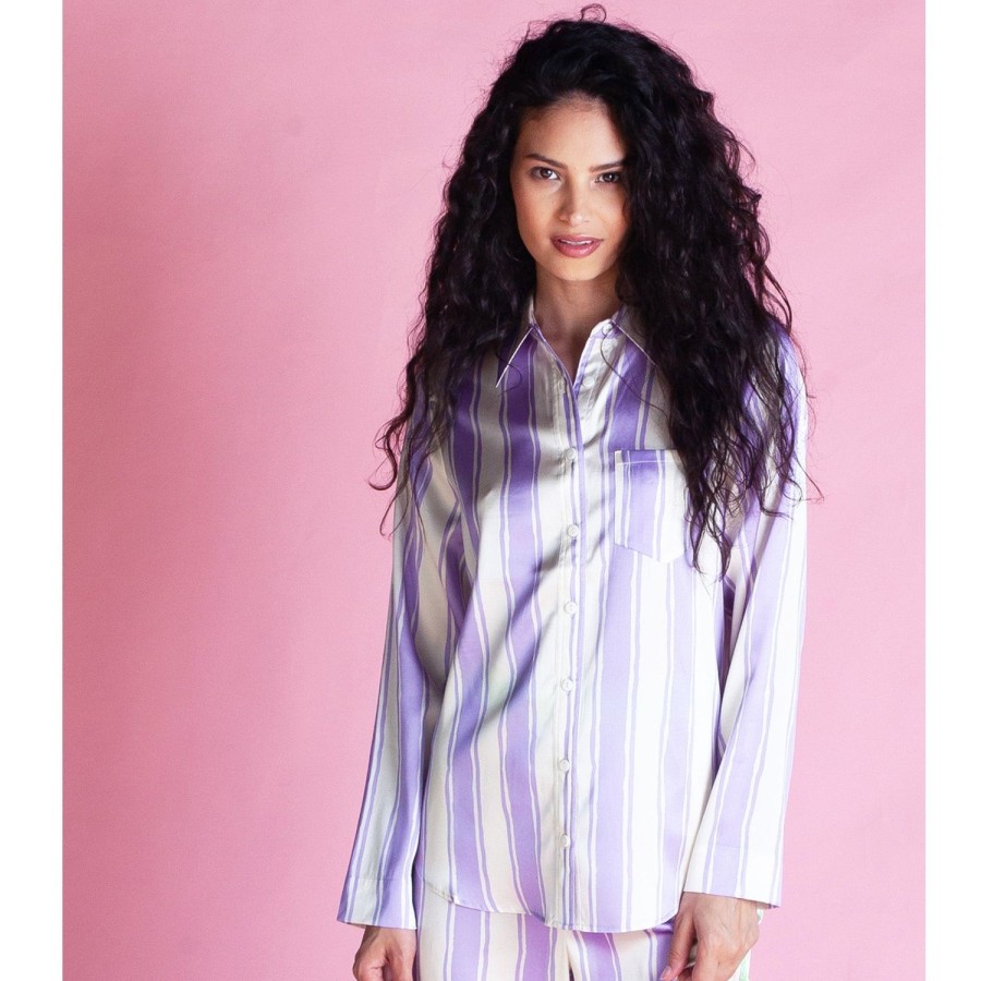 Clothing Jessica Russell Flint | Long Sleeve Pj Top / "Chloe Stripe"