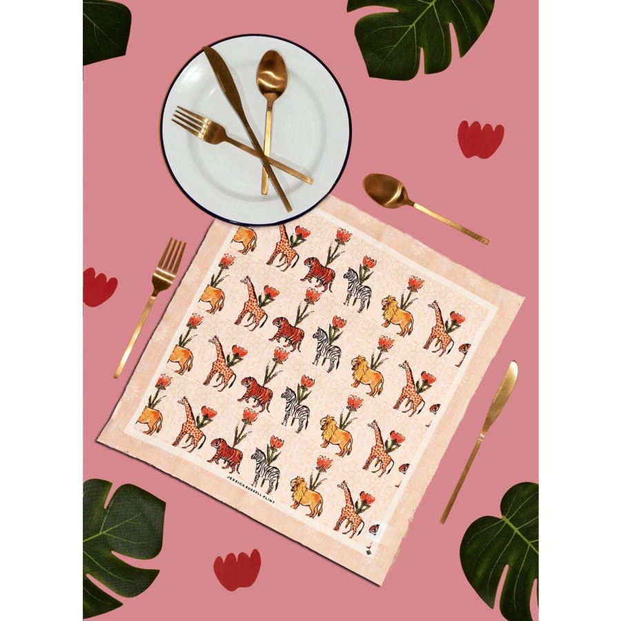 Homeware Jessica Russell Flint | Linen Table Napkin / "Jungle March"