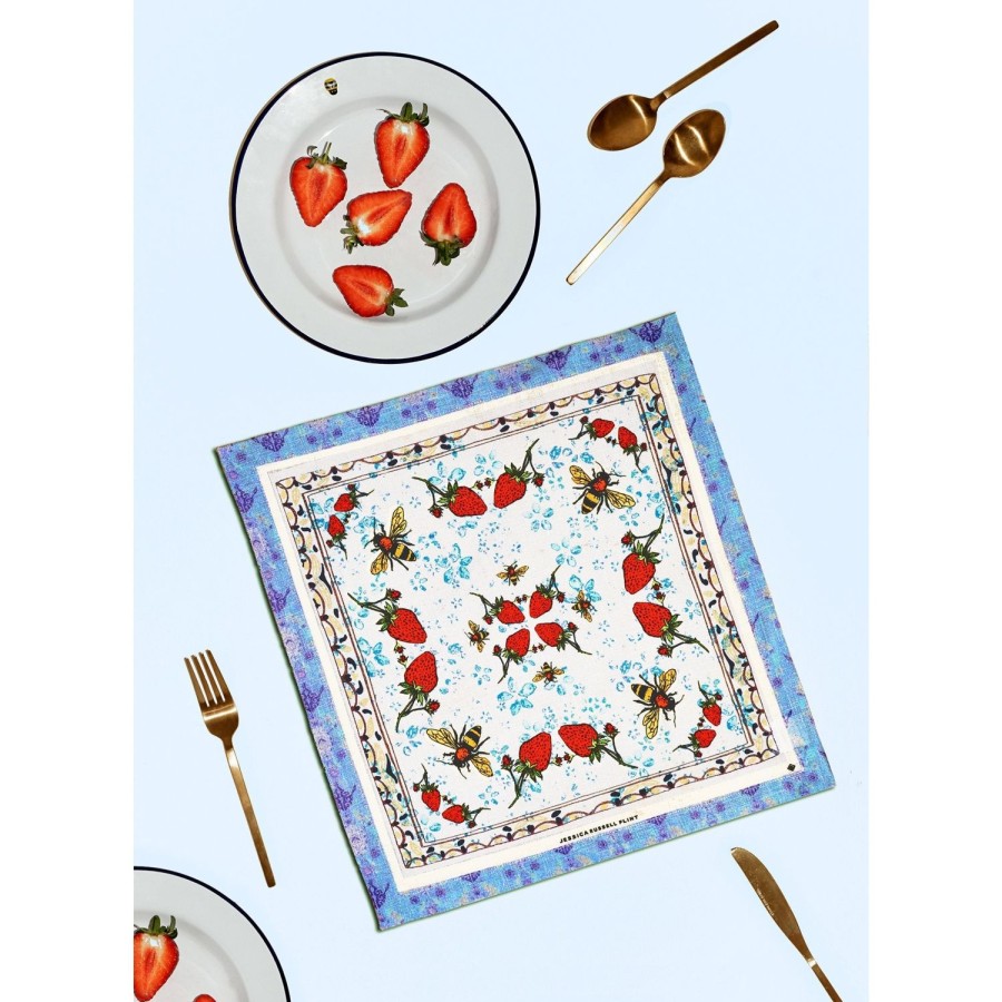 Homeware Jessica Russell Flint | Linen Table Napkin / "Strawberry Garden"