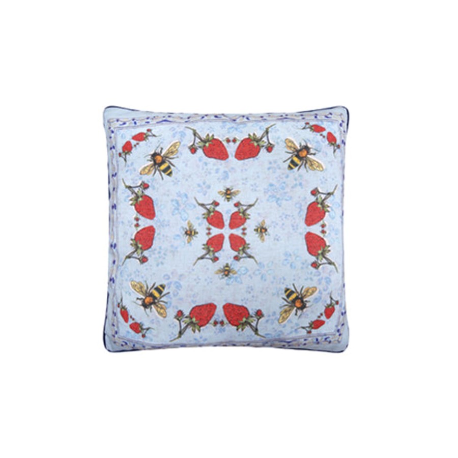 Homeware Jessica Russell Flint | Hopsack Cushion Cover / ''Strawberry Garden"