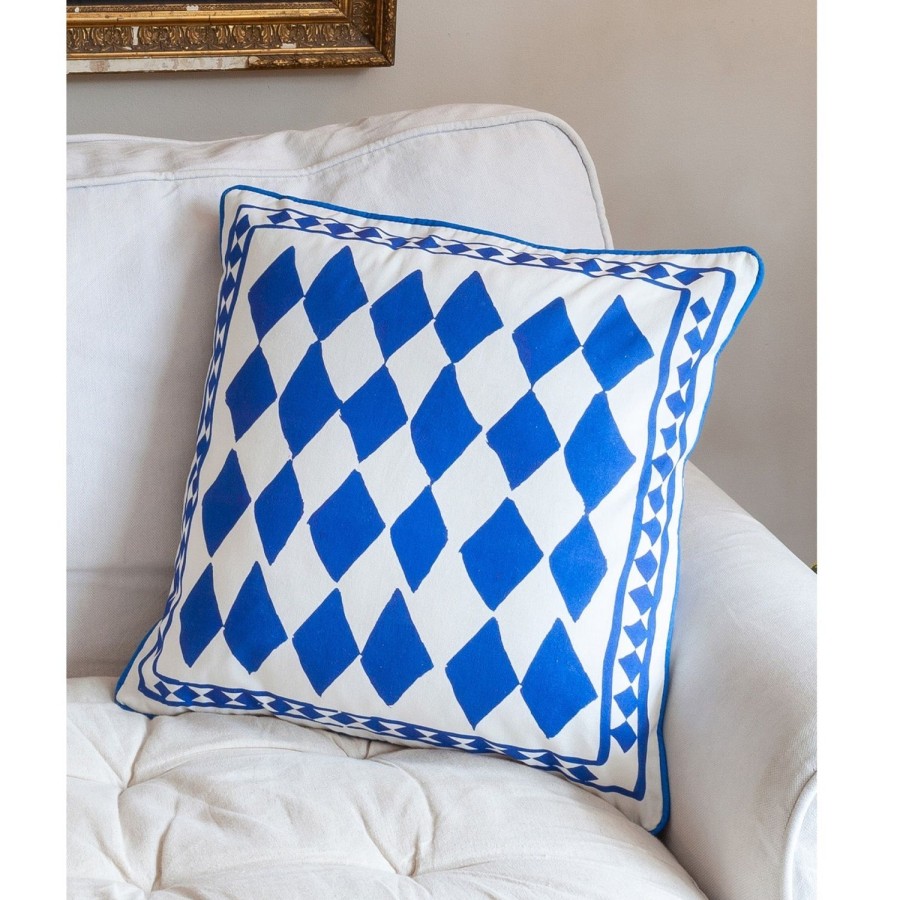 Homeware Jessica Russell Flint | Cushion Cover / "The Blue Diamonds"