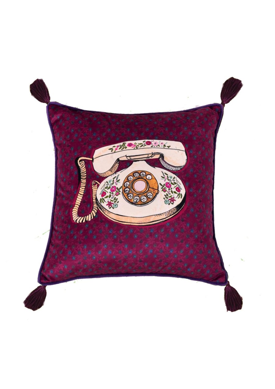 Homeware Jessica Russell Flint | Embroidered Velvet Cushion Cover / "Bouji Boudoir"