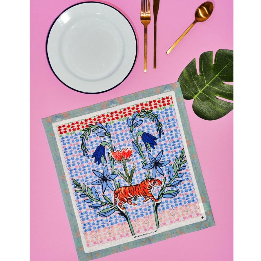 Homeware Jessica Russell Flint | Linen Table Napkin / "Tiger Folk"