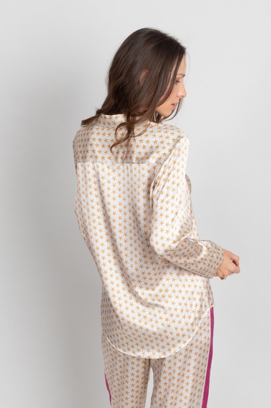 Clothing Jessica Russell Flint | Long Sleeve Pj Top / "Cream Stars"