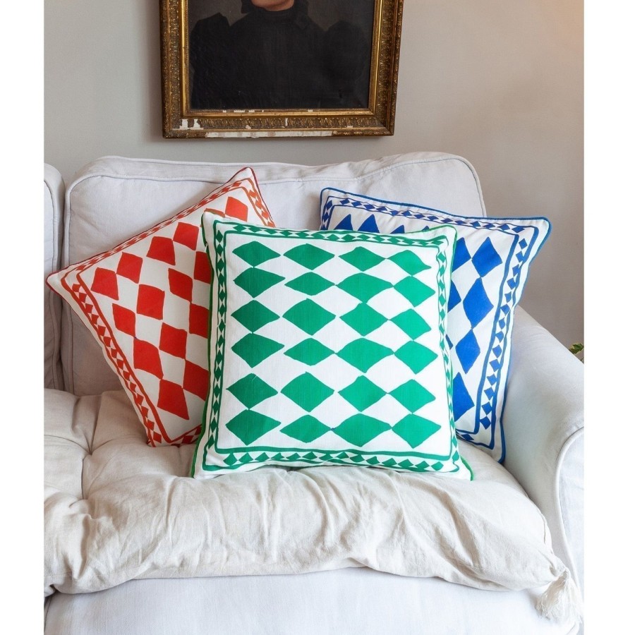 Homeware Jessica Russell Flint | Cushion Cover / "The Green Diamonds"