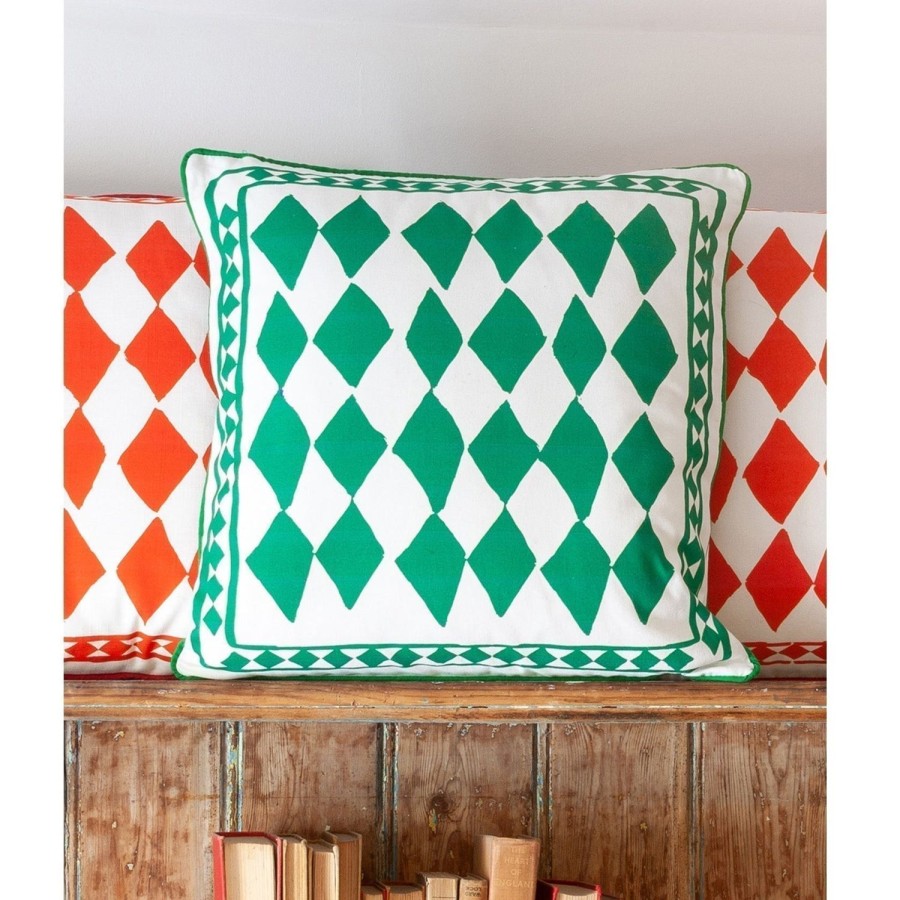 Homeware Jessica Russell Flint | Cushion Cover / "The Green Diamonds"