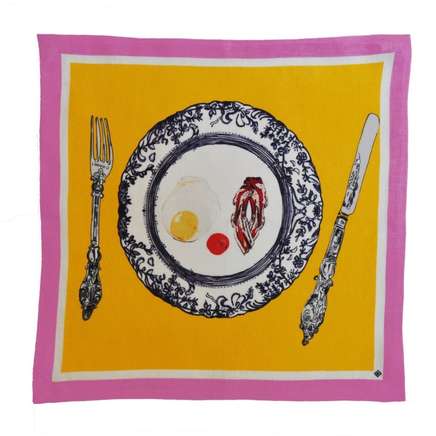 Homeware Jessica Russell Flint | Linen Table Napkin / "Egg & Bacon"